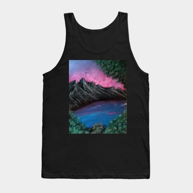 Mountain lake sunset Tank Top by Edwardtiptonart